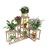 Malayas Estantería para Macetas Soporte de Madera para Plantas Flores de 10 Niveles Estantería Decorativa para Jardín Exterior Interior 115x65x91cm